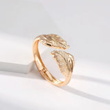 Feather Jewelry Arm Bracelet Bangle Boho Metal Charm Leaf Shaped Bangle