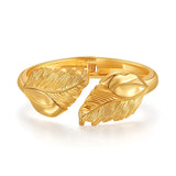 Feather Jewelry Arm Bracelet Bangle Boho Metal Charm Leaf Shaped Bangle
