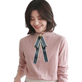 Female Corsage Rhinestone Pearl Bow Brooches for Women Girls