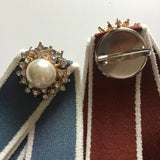 Female Corsage Rhinestone Pearl Bow Brooches for Women Girls