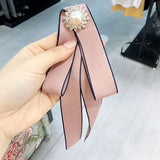 Female Corsage Rhinestone Pearl Bow Brooches for Women Girls