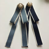 Female Corsage Rhinestone Pearl Bow Brooches for Women Girls