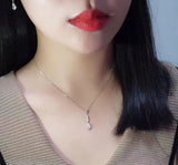 Real Silver Moissanite Water Drop Pendant Necklace