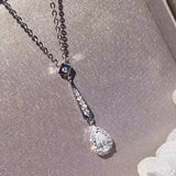 Real Silver Moissanite Water Drop Pendant Necklace