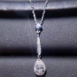 Real Silver Moissanite Water Drop Pendant Necklace