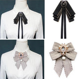 Pearl Crystal Pendant Bow Tie Brooch