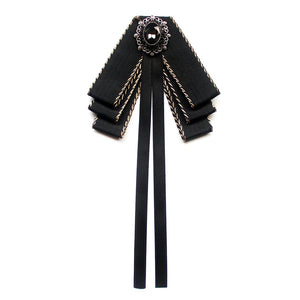 Pearl Crystal Pendant Bow Tie Brooch