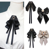 Pearl Crystal Pendant Bow Tie Brooch