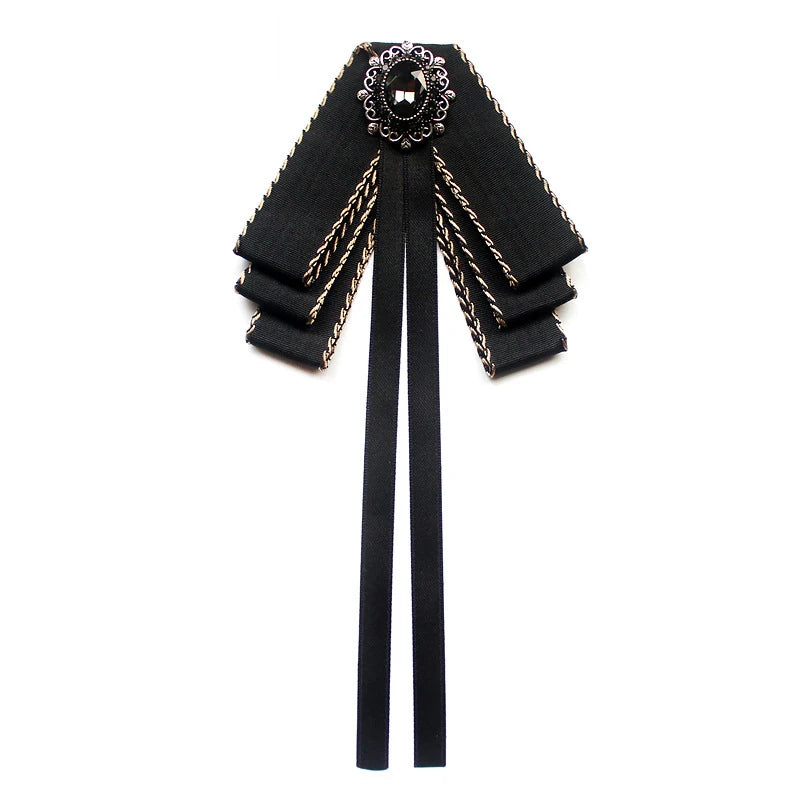 Pearl Crystal Pendant Bow Tie Brooch