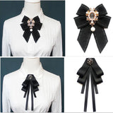 Pearl Crystal Pendant Bow Tie Brooch