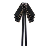 Pearl Crystal Pendant Bow Tie Brooch