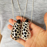 Wood Filigree Pendant Necklace Snake Chain Curly Wooden Jewelry