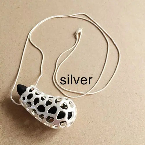 Wood Filigree Pendant Necklace Snake Chain Curly Wooden Jewelry