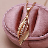 585 Rose Long Pendant Necklace Natural Zircon Wedding Jewelry
