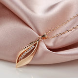 585 Rose Long Pendant Necklace Natural Zircon Wedding Jewelry