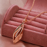 585 Rose Long Pendant Necklace Natural Zircon Wedding Jewelry