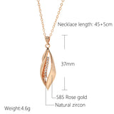 585 Rose Long Pendant Necklace Natural Zircon Wedding Jewelry