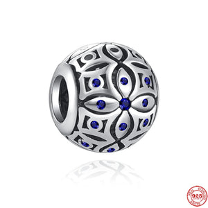 925 Silver Eye Bead Pendant for Bracelet Charm Ethnic Retro Women's Jewelry