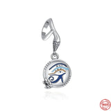 925 Silver Eye Bead Pendant for Bracelet Charm Ethnic Retro Women's Jewelry