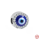 925 Silver Eye Bead Pendant for Bracelet Charm Ethnic Retro Women's Jewelry