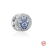 925 Silver Eye Bead Pendant for Bracelet Charm Ethnic Retro Women's Jewelry