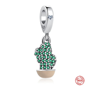 925 Silver Cactus Pendant Charm Beads for Bracelet DIY Jewelry