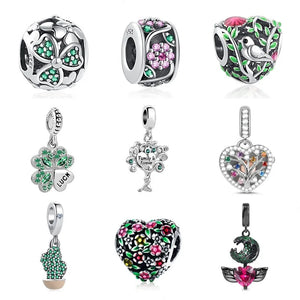925 Silver Cactus Pendant Charm Beads for Bracelet DIY Jewelry