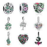 925 Silver Cactus Pendant Charm Beads for Bracelet DIY Jewelry