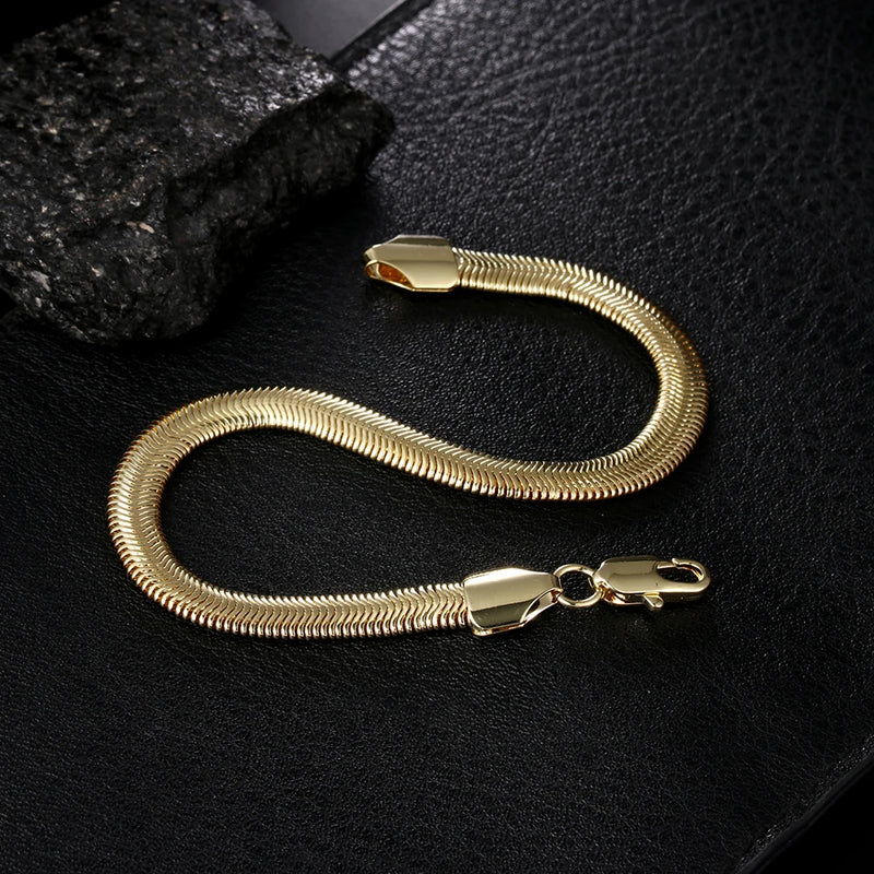 925 Silver Plated 18K 6MM Snake Bone Chain Bracelets for Women Men