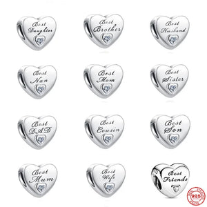 Wife Family Pendant Charms for Silver Bracelet