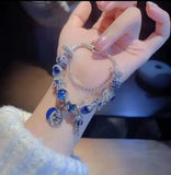 Crystal Hot Air Balloon Silver Plated Bracelet Gift