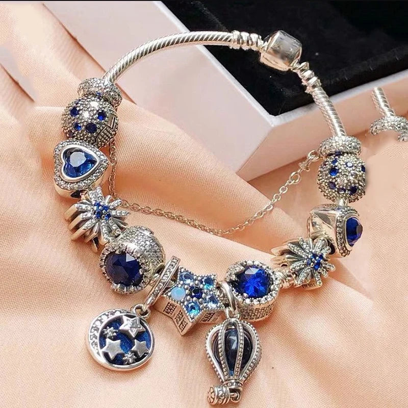 Crystal Hot Air Balloon Silver Plated Bracelet Gift