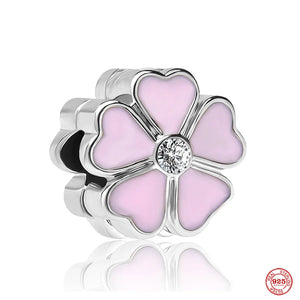 Flower Buckle Clip Charm Bead for Sterling Silver 925 Bracelet