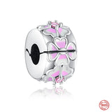 Flower Buckle Clip Charm Bead for Sterling Silver 925 Bracelet