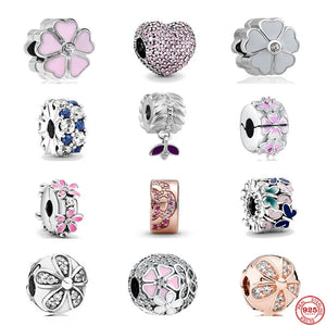 Flower Buckle Clip Charm Bead for Sterling Silver 925 Bracelet