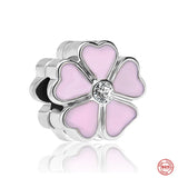 Flower Buckle Clip Charm Bead for Sterling Silver 925 Bracelet