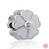 Flower Buckle Clip Charm Bead for Sterling Silver 925 Bracelet