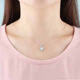 925 Silver Opal Heart Pendant Necklace for Women