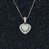 925 Silver Opal Heart Pendant Necklace for Women