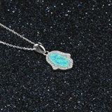 925 Silver Opal Geometric Pendant Necklaces For Women Gift