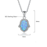925 Silver Opal Geometric Pendant Necklaces For Women Gift
