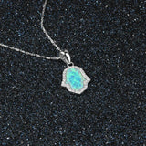 925 Silver Opal Geometric Pendant Necklaces For Women Gift