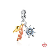 Ocean Series Charm Bead Bracelet 925 Silver Women Pendant Mermaid Sea Turtle