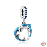 Ocean Series Charm Bead Bracelet 925 Silver Women Pendant Mermaid Sea Turtle