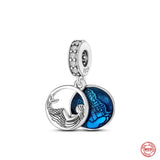 Ocean Series Charm Bead Bracelet 925 Silver Women Pendant Mermaid Sea Turtle