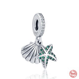Ocean Series Charm Bead Bracelet 925 Silver Women Pendant Mermaid Sea Turtle