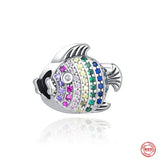 Ocean Series Charm Bead Bracelet 925 Silver Women Pendant Mermaid Sea Turtle