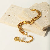 Pearl Cuban Chain Bracelet for Women Shell Stainless Steel Gift