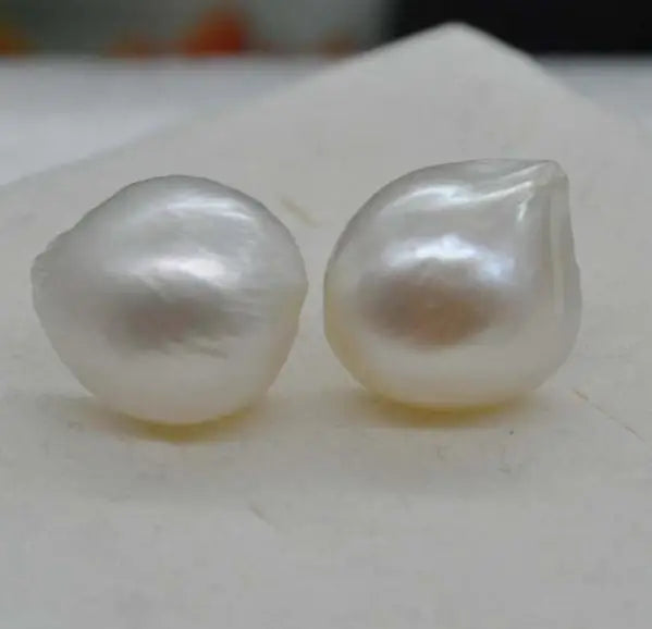 Rare 12-13mm Freshwater Pearl Sterling Silver Stud Earrings