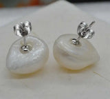 Rare 12-13mm Freshwater Pearl Sterling Silver Stud Earrings